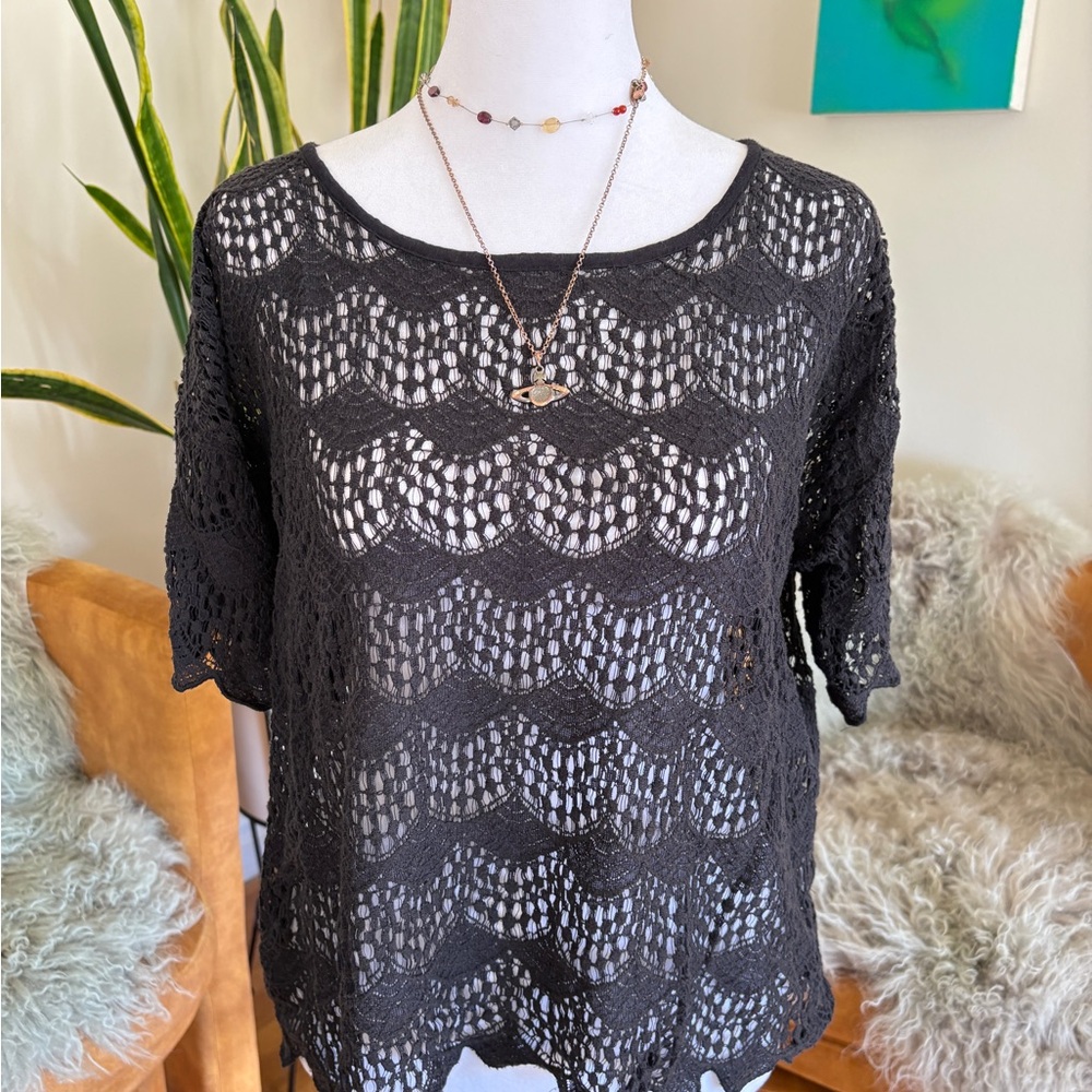 Madewell Black Crochet Blouse